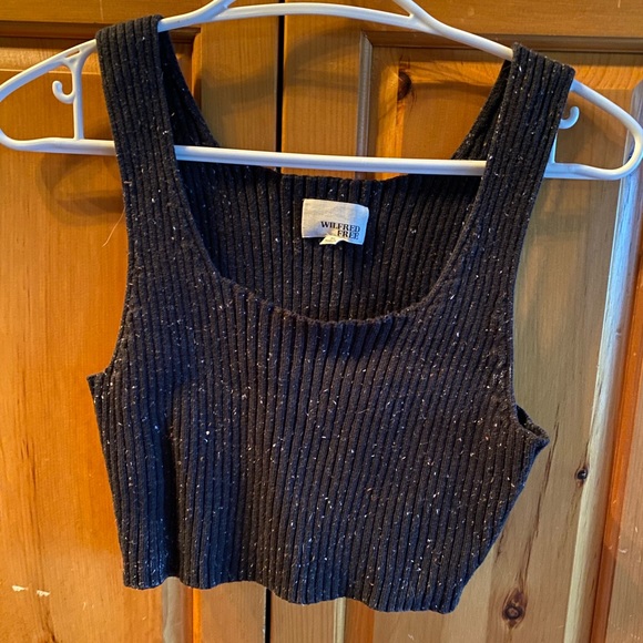 Grey knitted crop top, square neck - Picture 1 of 1